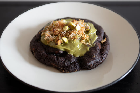 Dubai Inspired Double Chocolate Chip Cookie (Pistachio Stuffed)