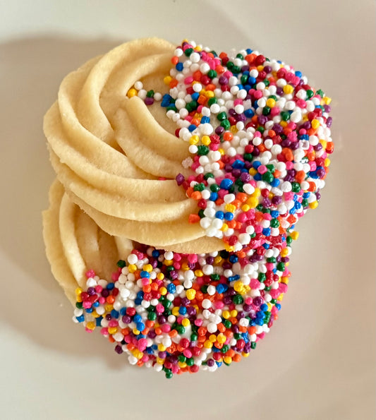 Hand Piped Butter Cookies - Sprinkle Dipped