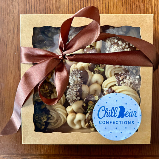 Hand Piped Butter Cookies - Chocolate and Nut Covered
