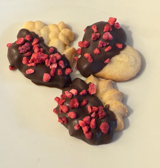 Classic Butter Cookies - Chocolate Raspberry Dipped