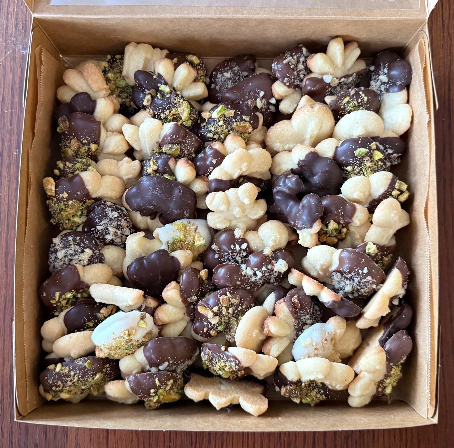 Classic Butter Cookies - Chocolate and Nut Dipped